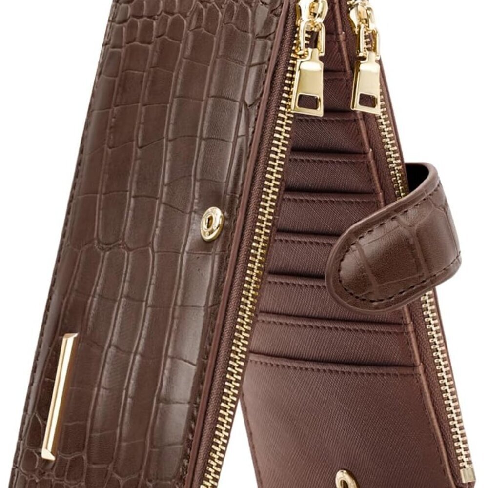 Women’s Crocodile Faux Leather Wallet Large Capacity RFID-Blocking Purse